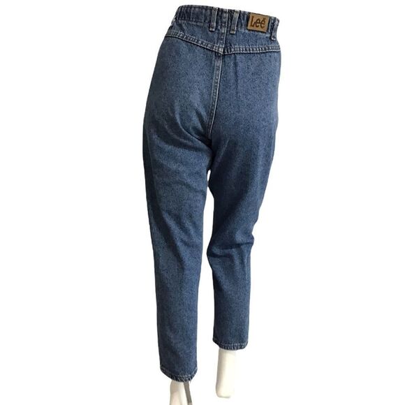 Vintage 80’s LEE Jeans Elastic Waist Fly Zip High Rise Crop Jeans Sz 10 - Picture 3 of 16